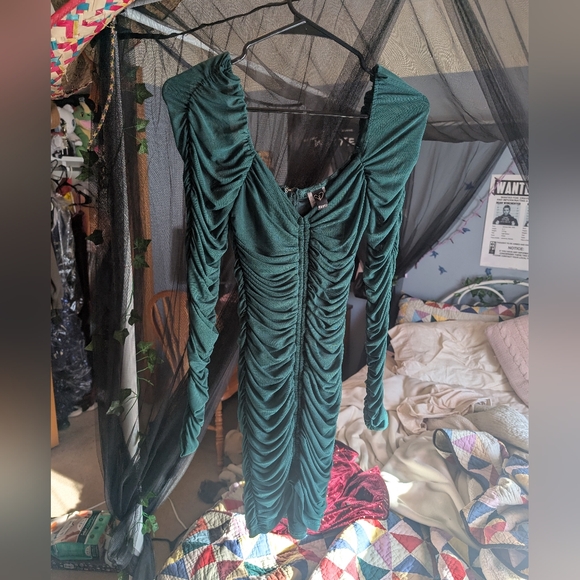 Windsor Green Ruched Bodycon Dress - Picture 2 of 2